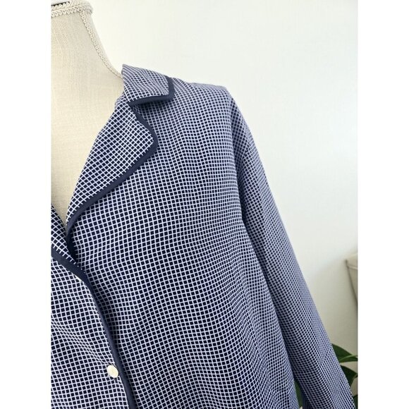 Josie Vintage Blue Long Sleeve Collared Button Up 2 Piece Pajama Set M Medium - Picture 3 of 8